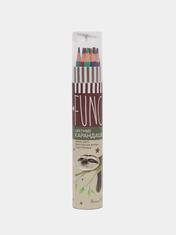 Карандаши цветные 12, 18, 24, 36 цветов Funcolor пластиковые, в картонной тубе