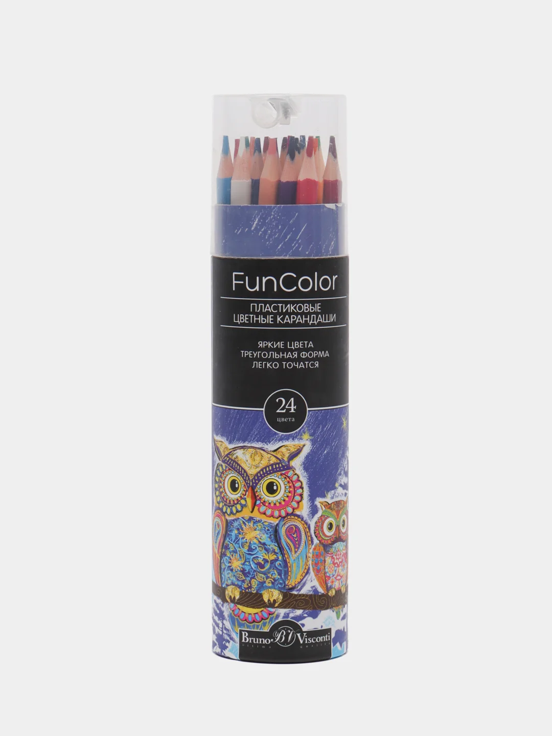 Синий карандаши цветные 12, 18, 24, 36 цветов Funcolor пластиковые, в картонной тубе