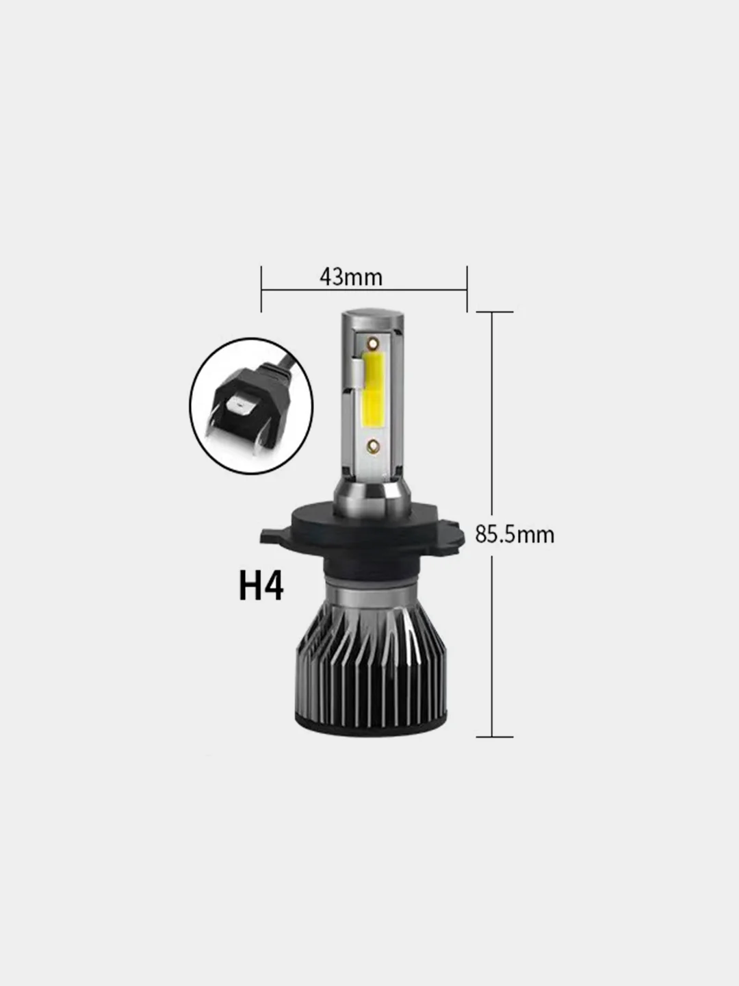 Светодиодная LED лампа С6 H4, H7 и H8/H9/ H11 6000 Лм, комплект 2 штуки