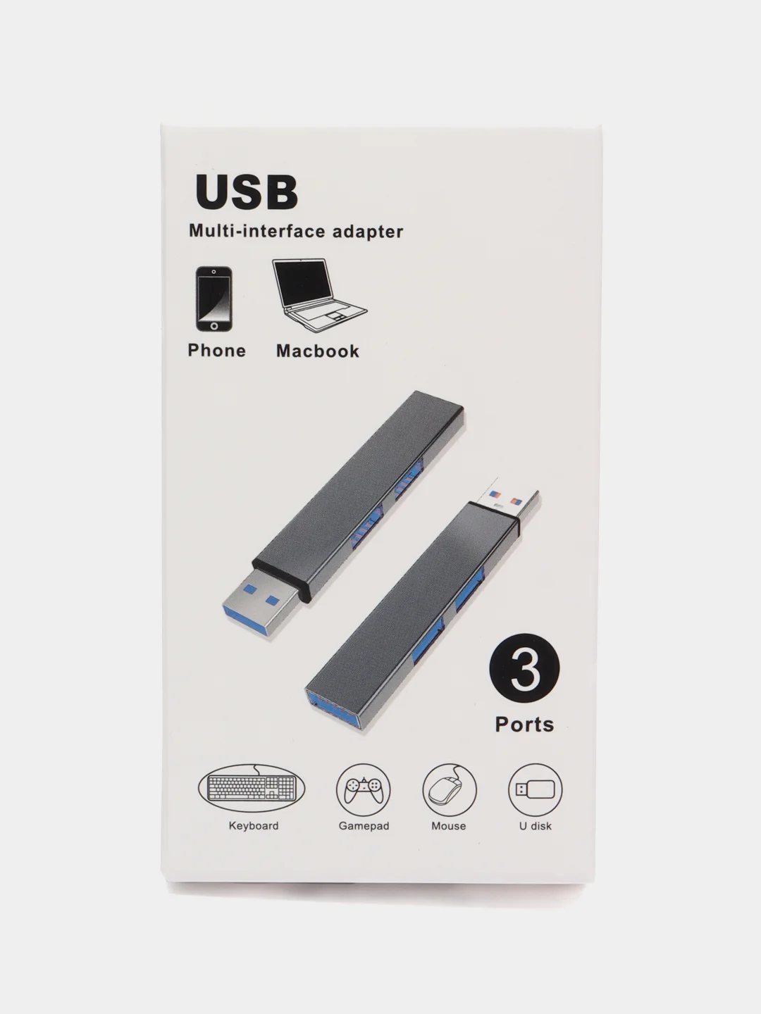 Серебряный usb hub-концентратор разветвитель usb hub 3.0