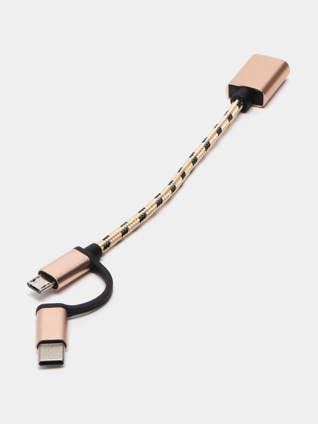 Золотой переходник otg micro usb type-c на usb