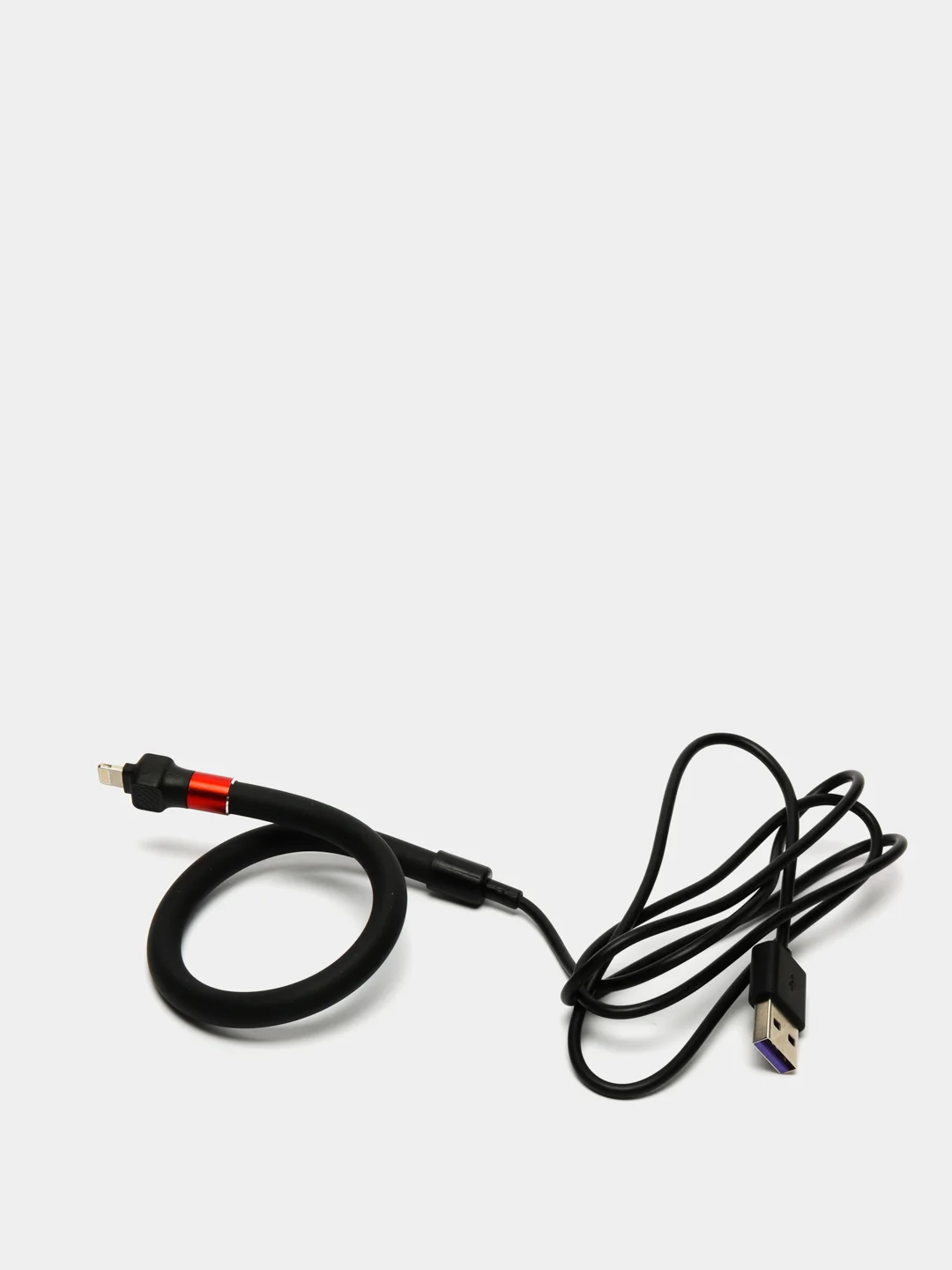 Черный кабель для зарядки телефона, Lightning, 2.4А, передача данных, с функцией подставки