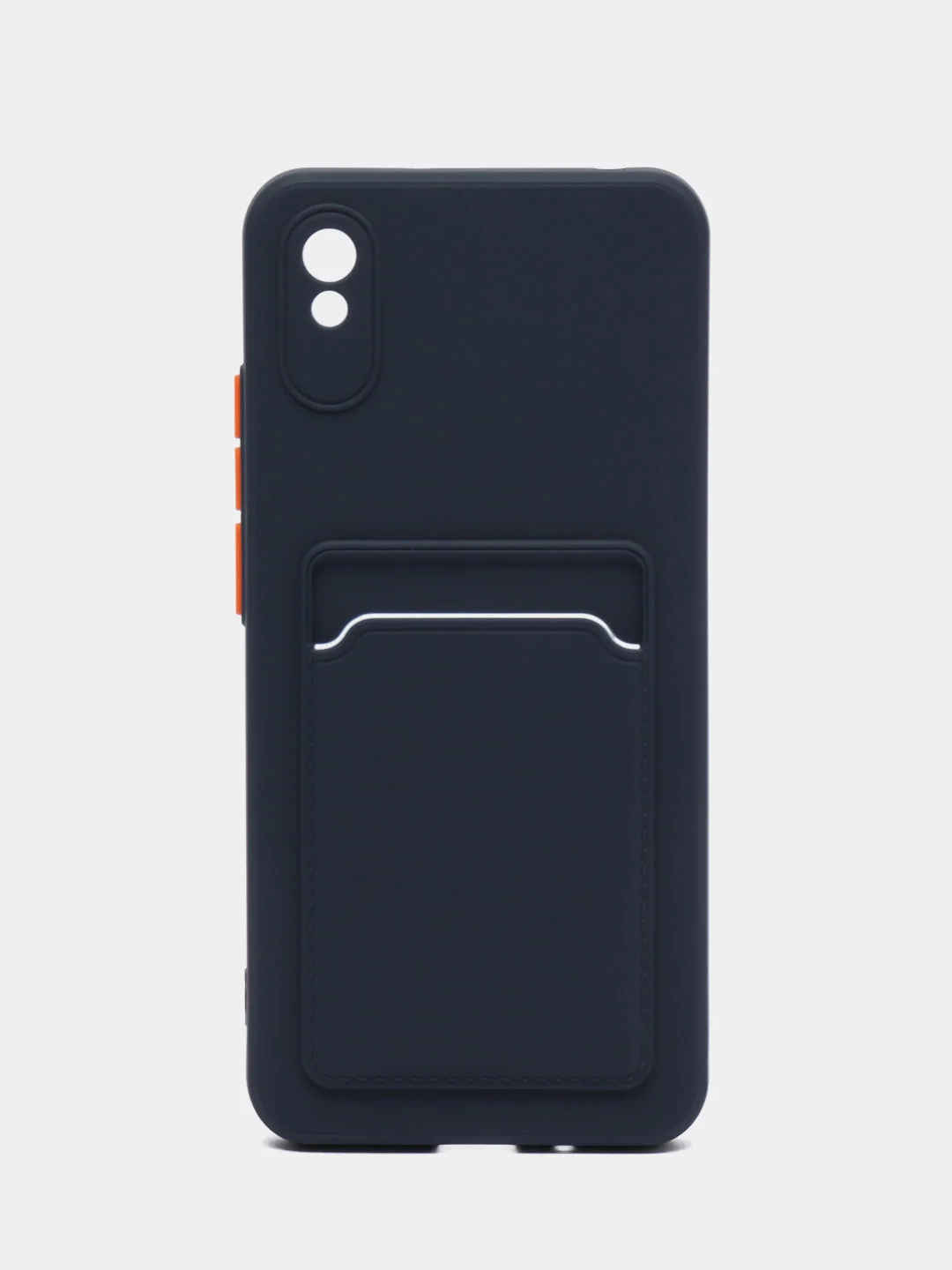 Темно-синий силиконовый чехол для Xiaomi Redmi 9A (Сяоми Редми 9А), с карманом для карт, прозрачный