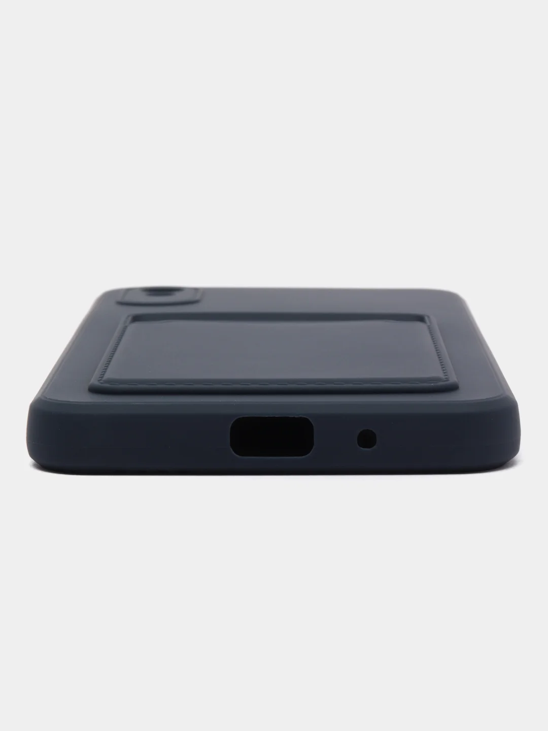 Темно-синий силиконовый чехол для Xiaomi Redmi 9A (Сяоми Редми 9А), с карманом для карт, прозрачный