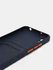 Темно-синий силиконовый чехол для Xiaomi Redmi 9A (Сяоми Редми 9А), с карманом для карт, прозрачный