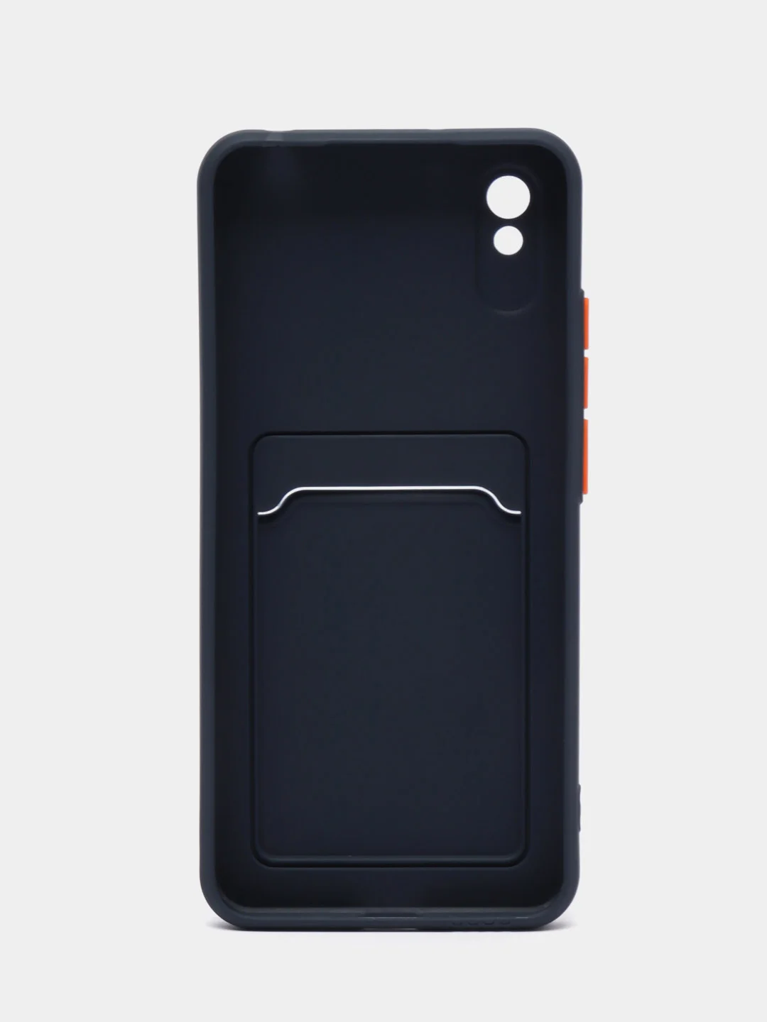 Темно-синий силиконовый чехол для Xiaomi Redmi 9A (Сяоми Редми 9А), с карманом для карт, прозрачный