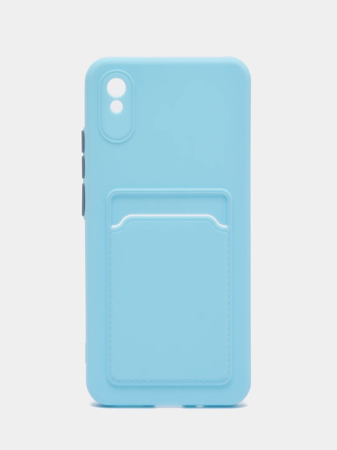 Голубой силиконовый чехол для Xiaomi Redmi 9A (Сяоми Редми 9А), с карманом для карт, прозрачный