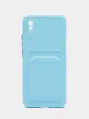 Голубой силиконовый чехол для Xiaomi Redmi 9A (Сяоми Редми 9А), с карманом для карт, прозрачный