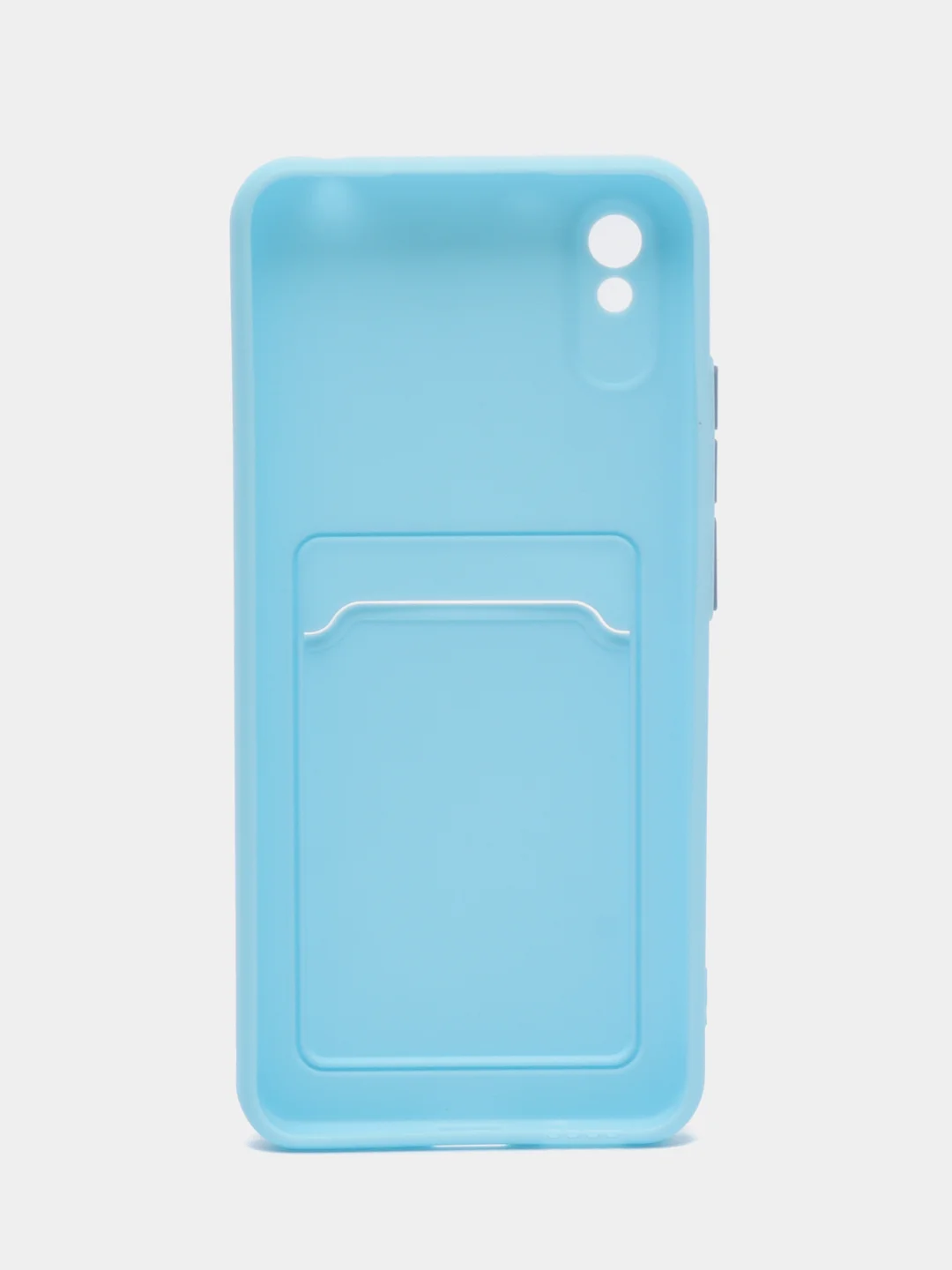 Голубой силиконовый чехол для Xiaomi Redmi 9A (Сяоми Редми 9А), с карманом для карт, прозрачный