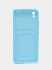 Голубой силиконовый чехол для Xiaomi Redmi 9A (Сяоми Редми 9А), с карманом для карт, прозрачный