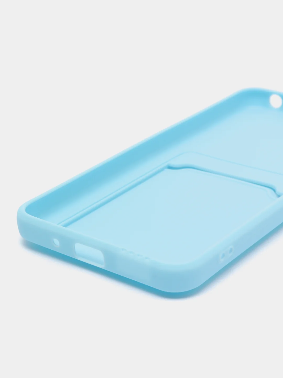 Голубой силиконовый чехол для Xiaomi Redmi 9A (Сяоми Редми 9А), с карманом для карт, прозрачный