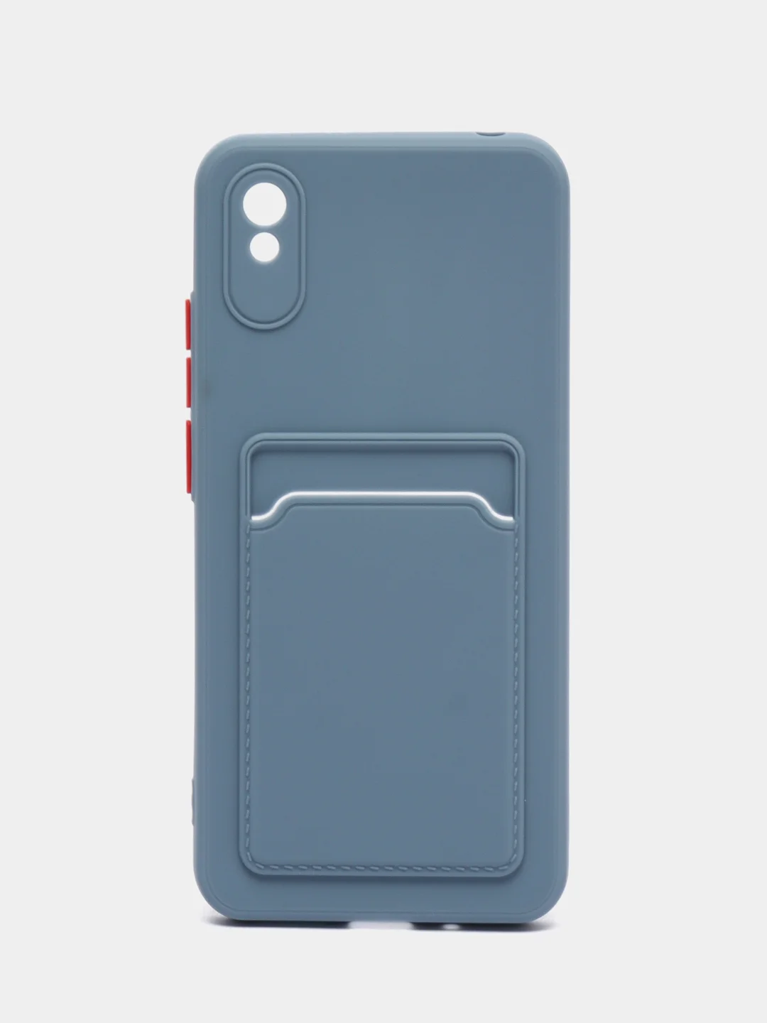 Синий меланж силиконовый чехол для Xiaomi Redmi 9A (Сяоми Редми 9А), с карманом для карт, прозрачный