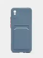Синий меланж силиконовый чехол для Xiaomi Redmi 9A (Сяоми Редми 9А), с карманом для карт, прозрачный