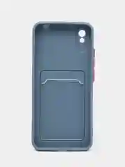Синий меланж силиконовый чехол для Xiaomi Redmi 9A (Сяоми Редми 9А), с карманом для карт, прозрачный