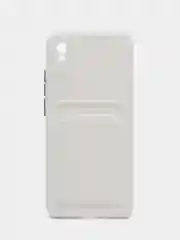 Белый силиконовый чехол для Xiaomi Redmi 9A (Сяоми Редми 9А), с карманом для карт, прозрачный