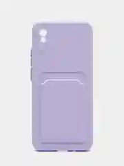 Лавандовый силиконовый чехол для Xiaomi Redmi 9A (Сяоми Редми 9А), с карманом для карт, прозрачный