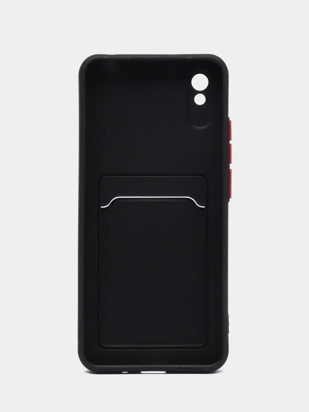Черный силиконовый чехол для Xiaomi Redmi 9A (Сяоми Редми 9А), с карманом для карт, прозрачный