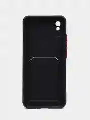 Черный силиконовый чехол для Xiaomi Redmi 9A (Сяоми Редми 9А), с карманом для карт, прозрачный