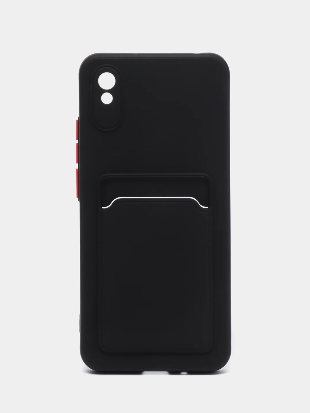 Черный силиконовый чехол для Xiaomi Redmi 9A (Сяоми Редми 9А), с карманом для карт, прозрачный