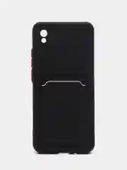 Черный силиконовый чехол для Xiaomi Redmi 9A (Сяоми Редми 9А), с карманом для карт, прозрачный