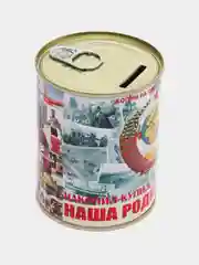 Красный копилка для денег в ретро-стиле "Накопил-купил"