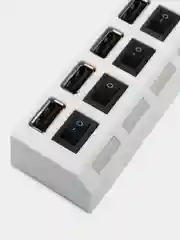 Белый хаб разветвитель USB HUB 2.0 с выключателями, 4 и 7 портов на выбор