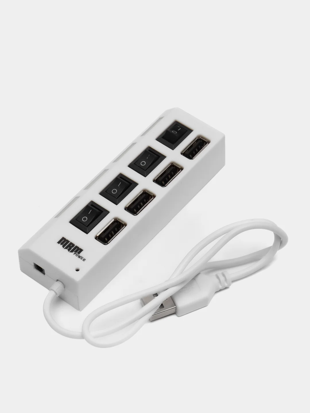 Белый хаб разветвитель USB HUB 2.0 с выключателями, 4 и 7 портов на выбор