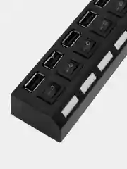 Черный хаб разветвитель USB HUB 2.0 с выключателями, 4 и 7 портов на выбор