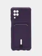 Пурпурный чехол Samsung Galaxy A12 / M12, Самсунг Галакси А12 / М12 силиконовый с карманом для карты
