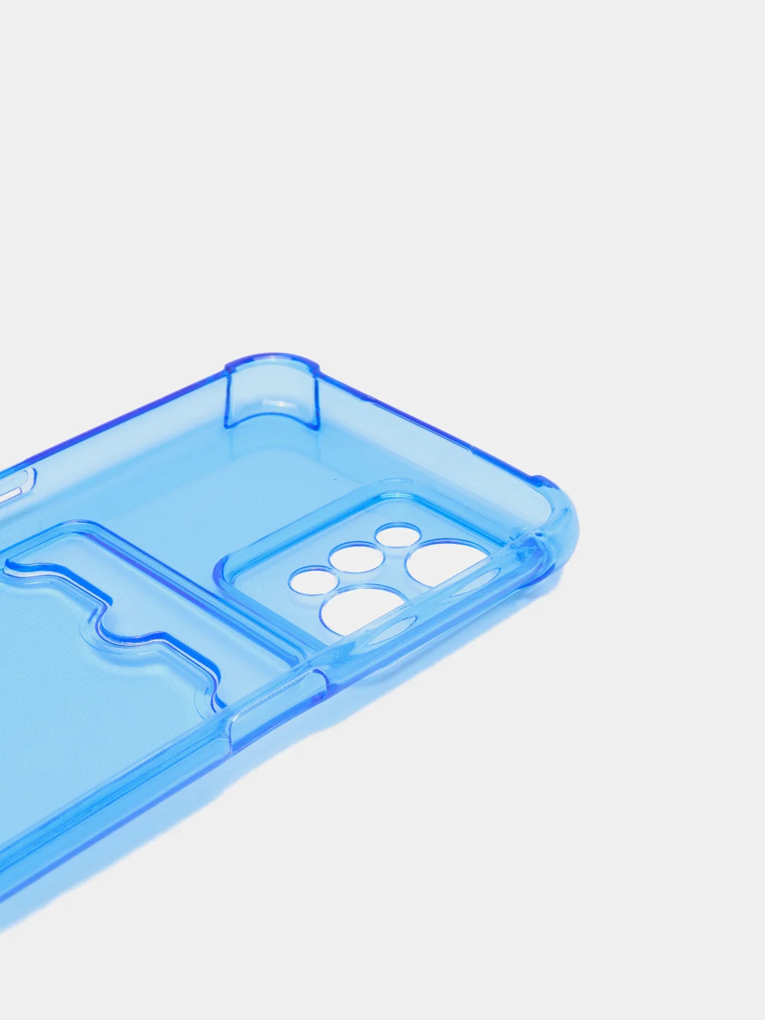 Синий чехол противоударный для Realme C31 / Реалми С31 прозрачный, с карманом для карты