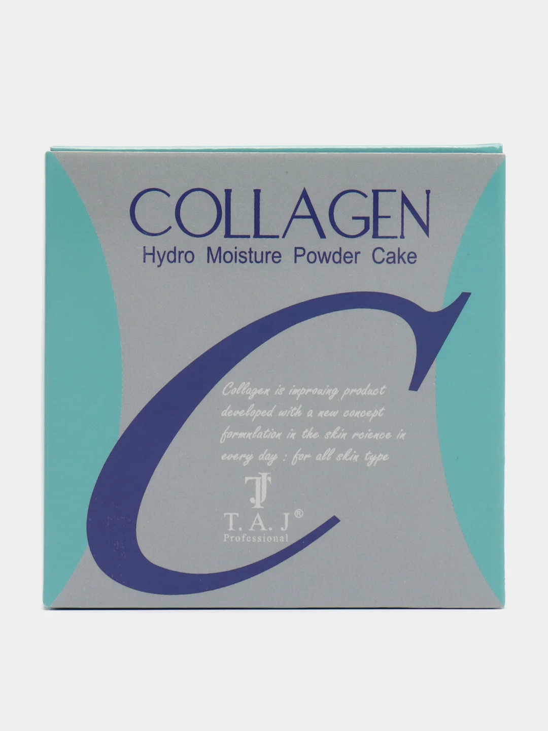 Хаки пудра для лица COLLAGEN увлажняющая с коллагеном, со спонжем в комплекте