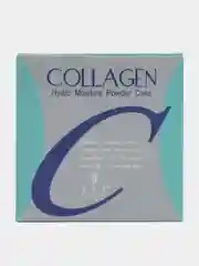 Хаки пудра для лица COLLAGEN увлажняющая с коллагеном, со спонжем в комплекте