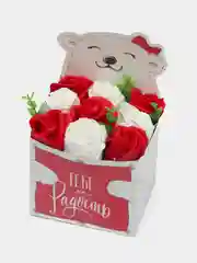 Белый букет из мыла "Розы", подарочный, в коробке, 9 шт