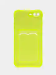 Желтый чехол для iPhone 7/8 Plus/XR/11/12/13/Pro/Pro Max, силиконовый, с карманом для карт