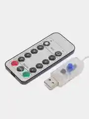 Белый гирлянда-штора занавес 3х3 м LED с пультом и крючками для подвешивания