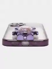 Фиолетовый чехол на Айфон с BearBrick медведь держателем подставкой IPhone XR, 11, 12, 13, 14 Pro Max