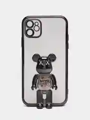 Фиолетовый чехол на Айфон с BearBrick медведь держателем подставкой IPhone XR, 11, 12, 13, 14 Pro Max