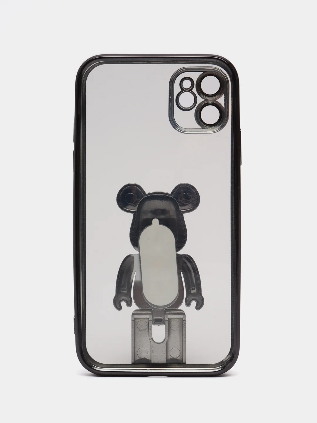 Фиолетовый чехол на Айфон с BearBrick медведь держателем подставкой IPhone XR, 11, 12, 13, 14 Pro Max