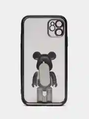 Фиолетовый чехол на Айфон с BearBrick медведь держателем подставкой IPhone XR, 11, 12, 13, 14 Pro Max