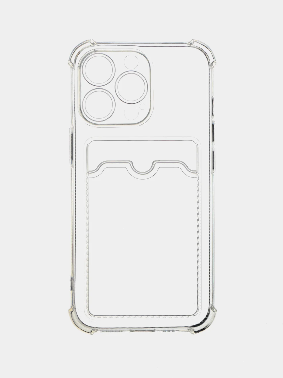 Голубой чехол для iPhone 11/12/13/14/Pro/Max/XR/7/8 прозрачный с отделом-карманом отсеком для карт