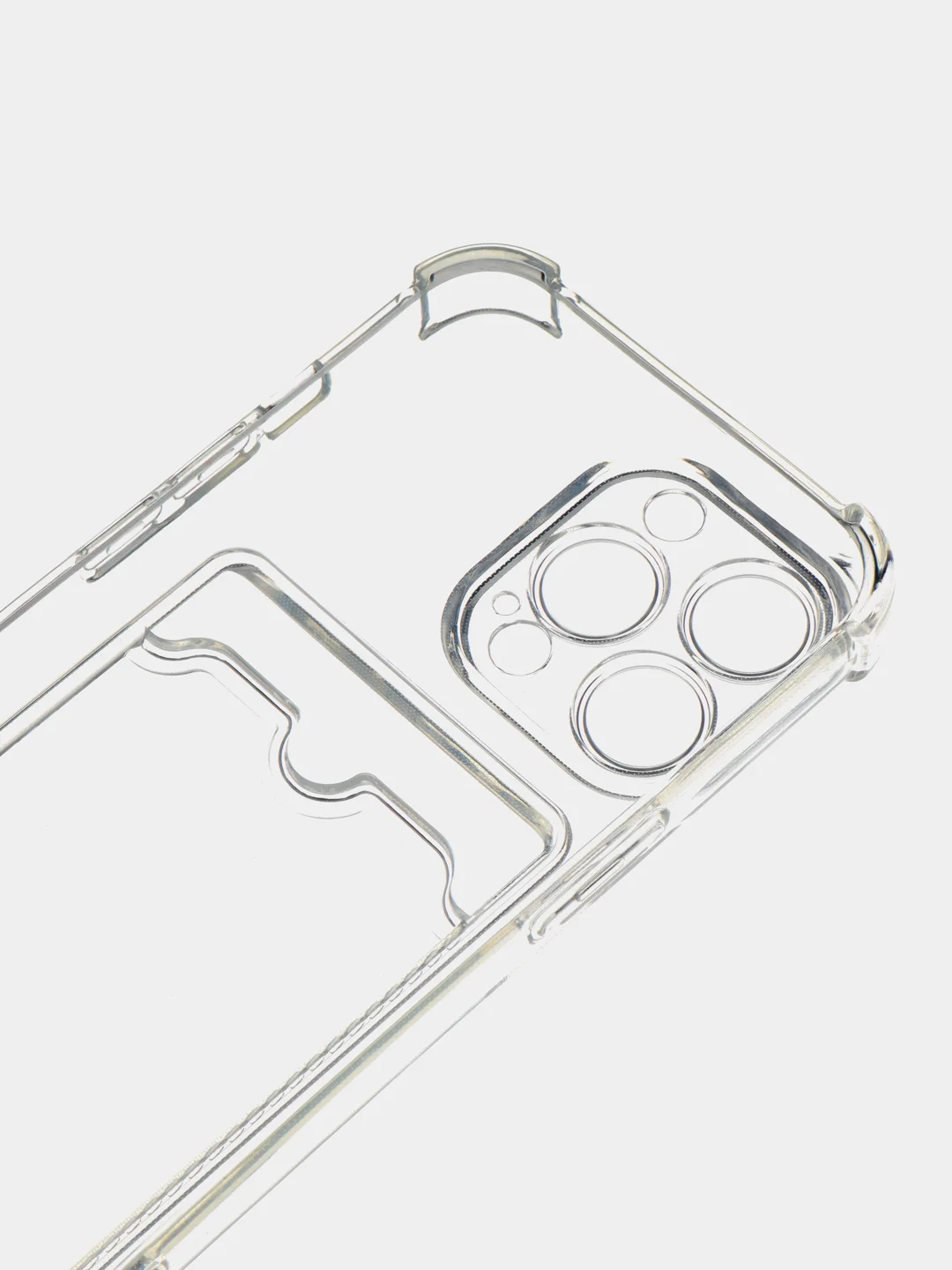 Голубой чехол для iPhone 11/12/13/14/Pro/Max/XR/7/8 прозрачный с отделом-карманом отсеком для карт