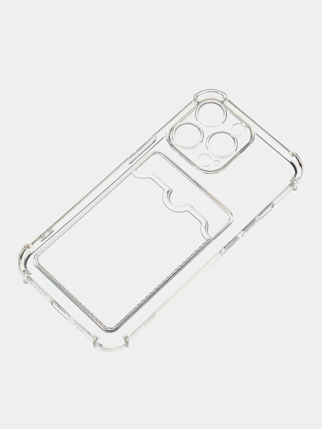 Голубой чехол для iPhone 11/12/13/14/Pro/Max/XR/7/8 прозрачный с отделом-карманом отсеком для карт