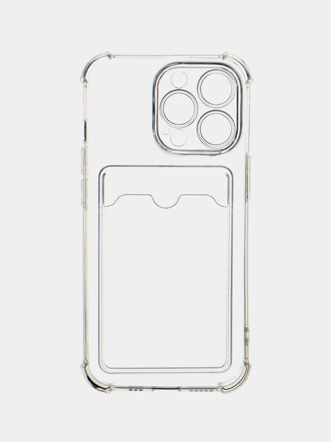 Голубой чехол для iPhone 11/12/13/14/Pro/Max/XR/7/8 прозрачный с отделом-карманом отсеком для карт