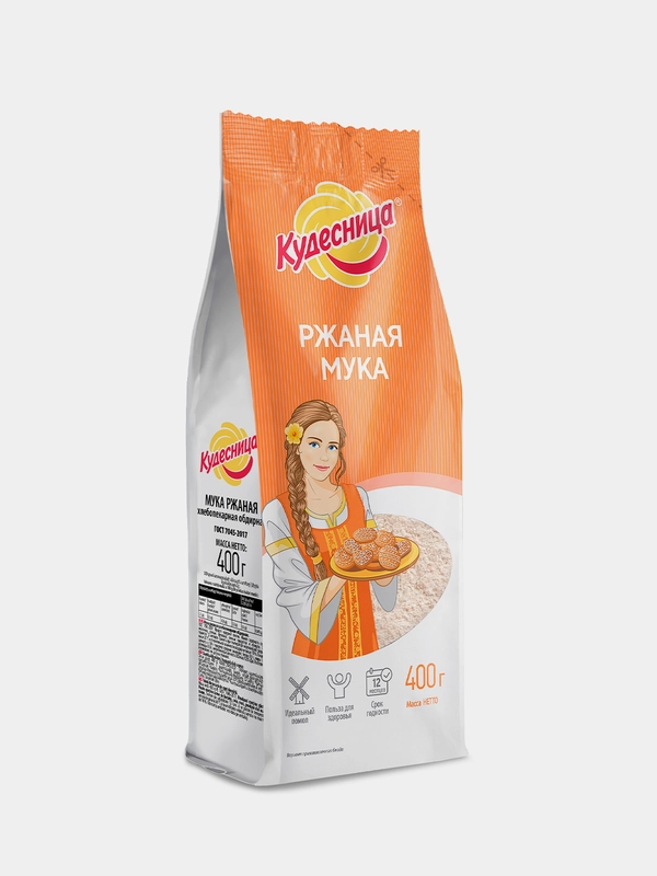 Мука ржаная Кудесница, хлебопекарная, обдирная, 400 г