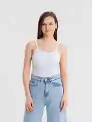 Белый топ с чашечками PushUp, регулируемые бретельки, шелковистый