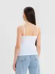 Белый топ с чашечками PushUp, регулируемые бретельки, шелковистый