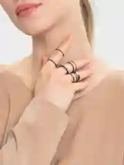 Черный кольца женские, 7 штук, набор