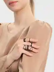 Черный кольца женские, 6 штук, набор