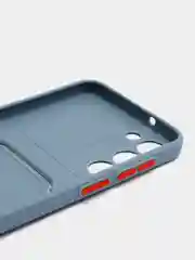 Синий меланж чехол для Samsung Galaxy S23/S23 Ultra/S23 Plus, с карманом для карт, прозрачный