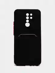 Черный чехол для Xiaomi Redmi 9 (Сяоми Редми 9), с карманом для карт